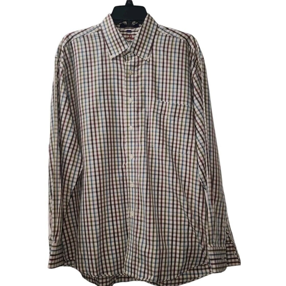 Alan Flusser Plaid Button Down Long Sleeve Dress Shirt, XL‎